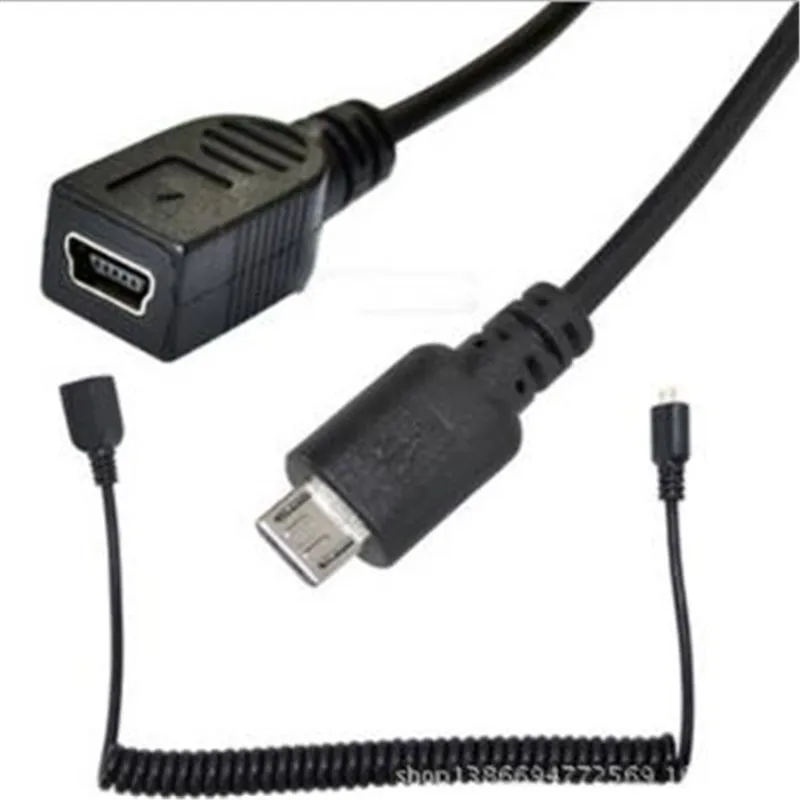 

200PCS/ USB data charging cable extension cable computer mobile phone elastic line spring line Mini 5P mother / Mike 5P public