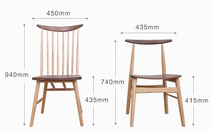 Nordic стул черный орех бой белый дубовая мебель современный минималистский японский деревянный деревянные стулья рядом Размер Windsor