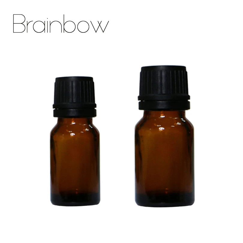 

Brainbow 1pc 10ml+1pc 15ml Quality Amber Glass Essential Oil Bottle with Orifice Reducer and Cap Empty Brown Vials Bottles Tools