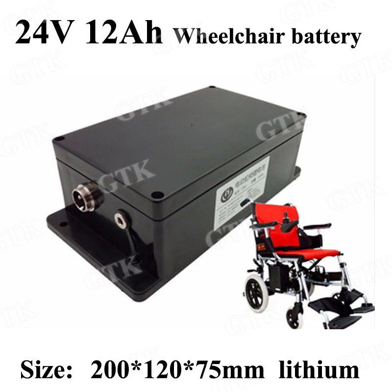 

GTK 24v 12ah lithium Side-mounted wheelchair batteries pack 24 v 12ah for 350w elecritc wheelchair Electric scooter + 3A charger