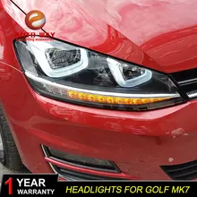 Car Styling Head Lamp case for VW Golf 7 2014 Headlights LED Headlight DRL Lens Double Beam Bi-Xenon HID Accessories free shipping car styling led hid rio led headlights head lamp case for toyota corolla 2014 bi xenon lens low beam