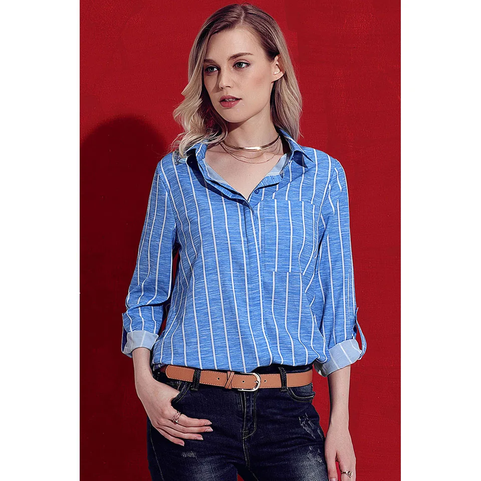 Sky-Blue-Striped-Roll-Tab-Sleeve-Button-Shirt-LC251344-4-5