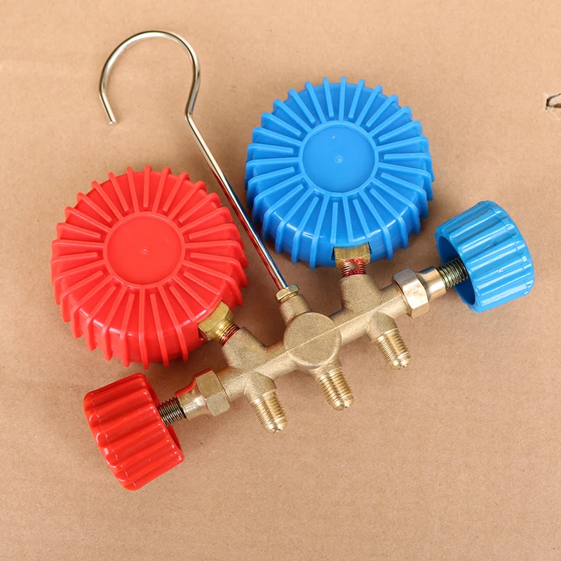 1Pcs R22 Refrigerants Manifold Gauges Tools Set Double Table Valve Three Colored-hoses Air Conditionin Car-Stying