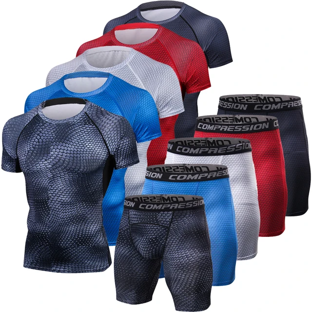 Snake 3D Tracksuit Men Compression Suits BodyBuilding Short Shirts Shorts Tight Set Men Gyms Clothing Quick Dry Men’s Sportswear