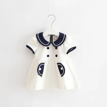 

Baby Girl Dress New Summer Peter Pan Collar Children Clothing Baby Girl Princess Dress 3 Color 0-2Y