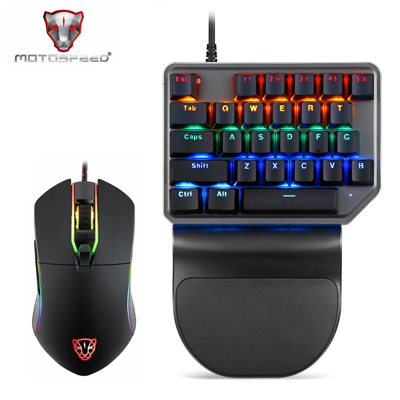 

Motospeed K27 One Hand Keypad Mini Mechanical Keyboard And Mouse With Backlight RGB Gaming For Computer PC Keycaps Key Cap Board