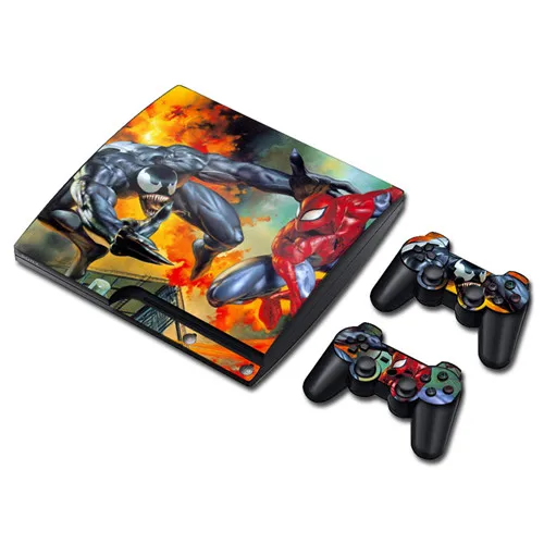 Марвел Человек-паук Кожа Наклейка для PS3 Slim playstation 3 консоли и контроллеры для PS3 скины наклейки Винил - Цвет: 0374