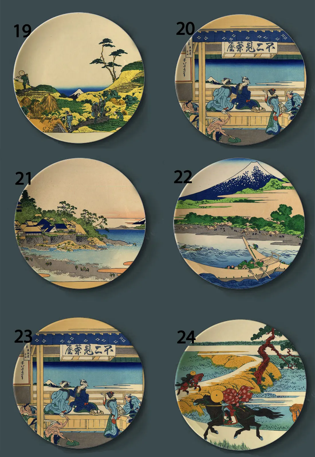 Декоративная тарелка Tomitake подвесная Hokusai японская керамическая настенная