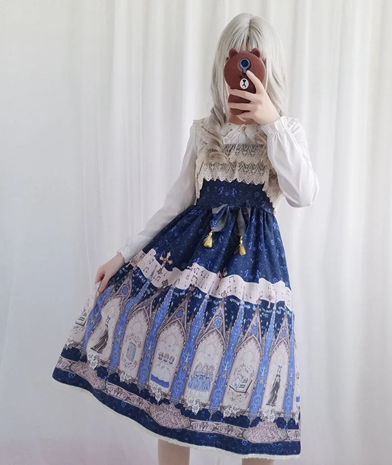 

Casual Lolita Dress Sweet Women Japan Style Girls JSK Suspender Lace Dresses