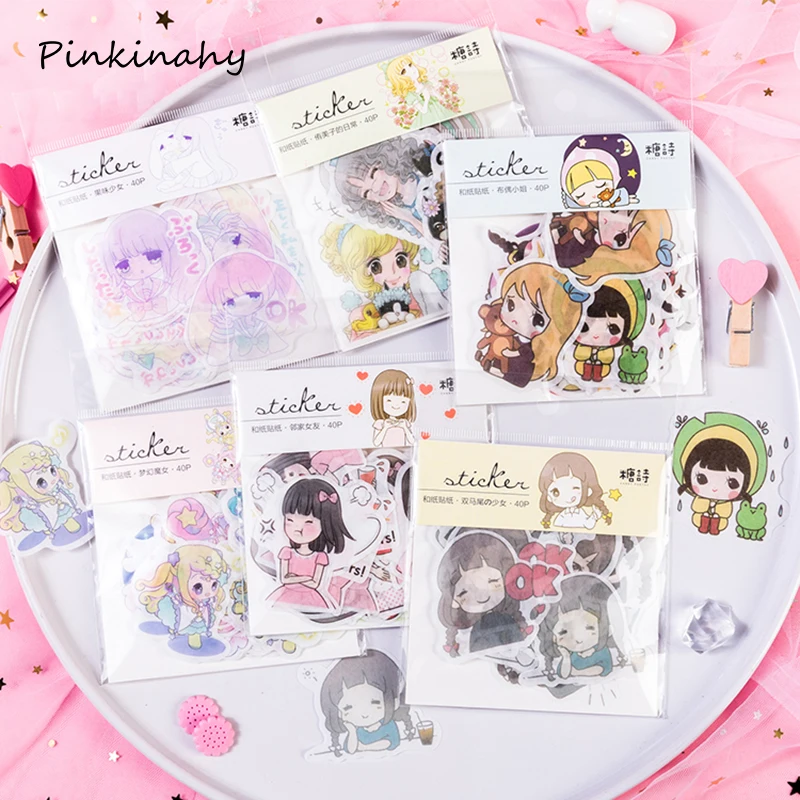 

Japanese Cartoon Girl Label Stationary Diary Paper Small Bullet Journal Custom Kawaii Cute Stickers Scrapbooking Flakes DT013
