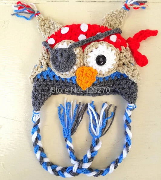 Crochet Baby Boy Girl Cartoon Animal Hat Pirate Parrot OWL ...