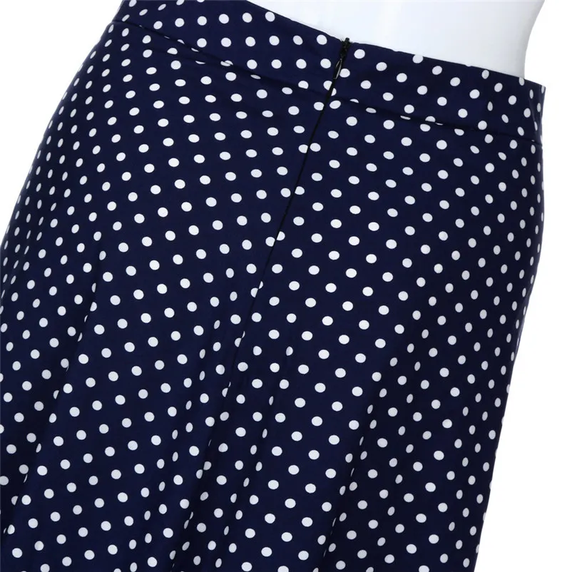 New Fashion 2018 Summer style skirts womens casual High Waist Plus Size Dot Waist Slit Long Skirt Sexy Uniform Femme Saia Y04#N (6)