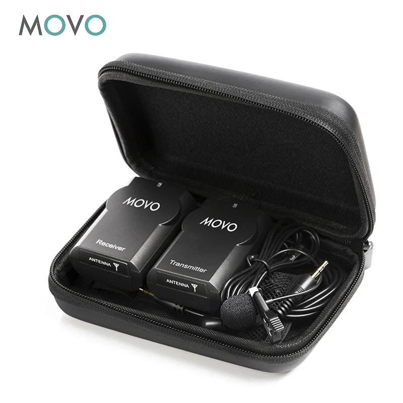 Camcorders 50-foot Transmission Range Movo WMIC10 2.4GHz Wireless Lavalier Microphone System for DSLR Cameras iPhone//iPad//Android Smartphones
