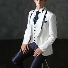 Новейший дизайн пальто Брюки Модный приталенный костюм BlazerWhite с отворотом на одной пуговице мужской костюм(пиджак+ брюки+ носовые платки+ галстук+ жилет