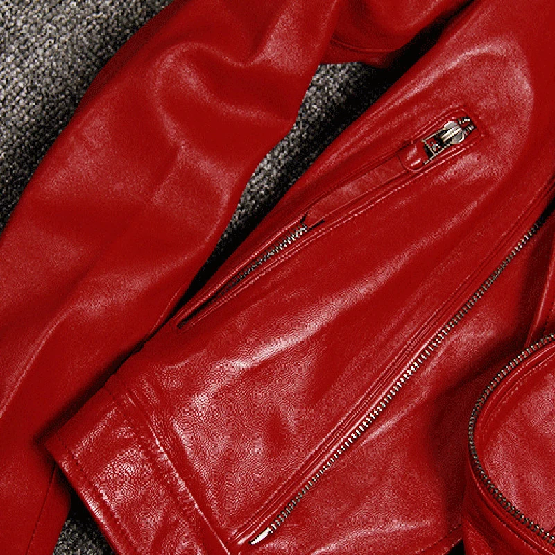 Классическая Овчина натуральная кожа куртки и пальто женская уличная одежда черный красный Европейский полосатый натуральная кожа куртка 3XL A582