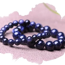STENYA 12 мм растягивающийся браслет-обруч для мужчин Эластичный натуральный голубой камень золотой песок расширяемая мода ювелирные изделия сотканные бусины diy