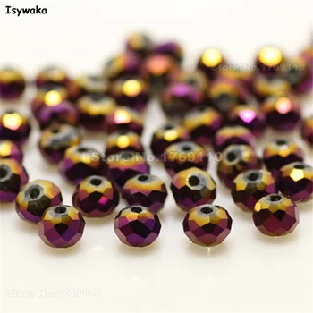 

Isywaka Shining Purple Colors 4*6mm 50pcs Rondelle Austria faceted Crystal Glass Beads Loose Spacer Beads for Jewelry Making
