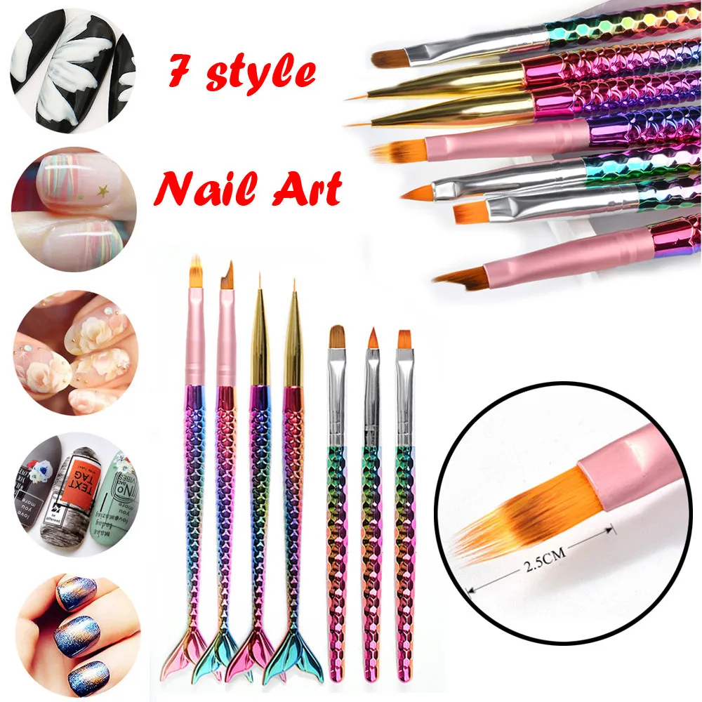 

1PC DIY Mermaid Brush Nail Art UV Gel Carving Pen Brush Liquid Powder pinceau nail art acrylic brush gel brush pincel acrilico