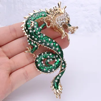 

Tuliper Dragon Brooch For Women Animal Pins Broche Femme Enamel Crystal Rhinestone Unisex Men Party Jewelry Korean Fashion