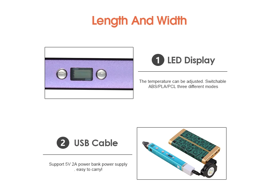 Myriwell 1,75 мм ABS/PLA DIY 3D ручка LED Экран, зарядка через usb 3D печать Ручка+ 100 м нити Творческий подарок игрушки для детей дизайн