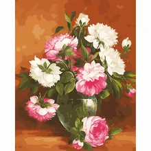 Diy картина маслом по номерам цветы в вазе Настенный декор холст картина для гостиной модульное колорирование краски по номеру