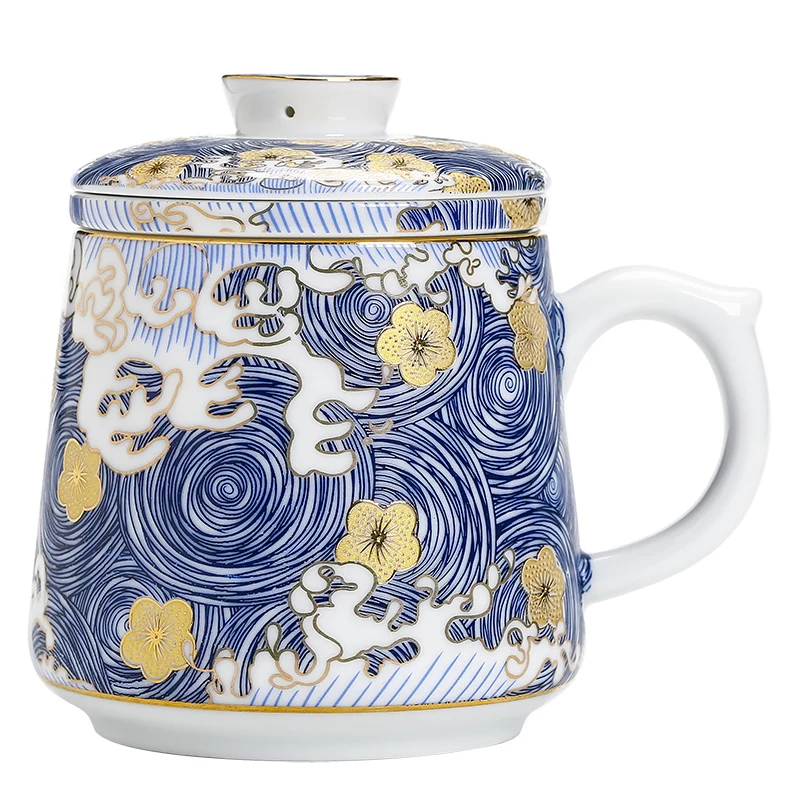 

Maker Cup Jingdezhen Enamel Color Office Cup Handmade Famille Rose Ceramic Cups Household Filter Cups with Lid