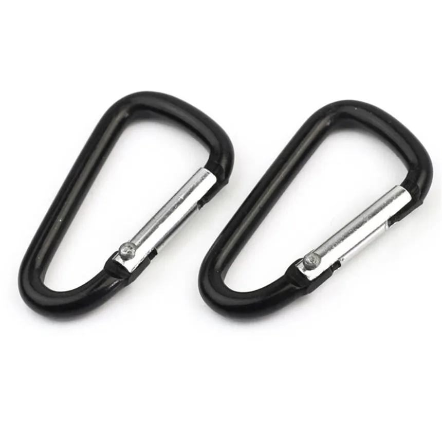 

Premium 2pcs Black Outdoor Climbing Camping Hiking Aluminum Alloy D Carabiner Quickdraws Spring Snap Clip Hooks Keychain
