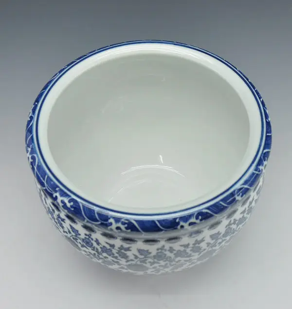 Китайский антикварный qing qianlong mark синий и белый фарфор керамическая рыбка чаша цветочный горшок