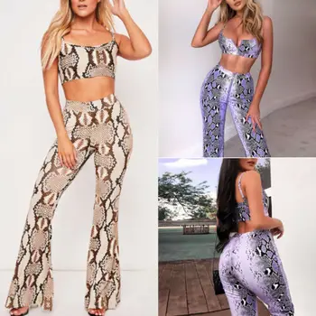 

Casual Women Bodycon Crop Tops Long Pants Trousers Outfit Set Jumpsuit Romper CA