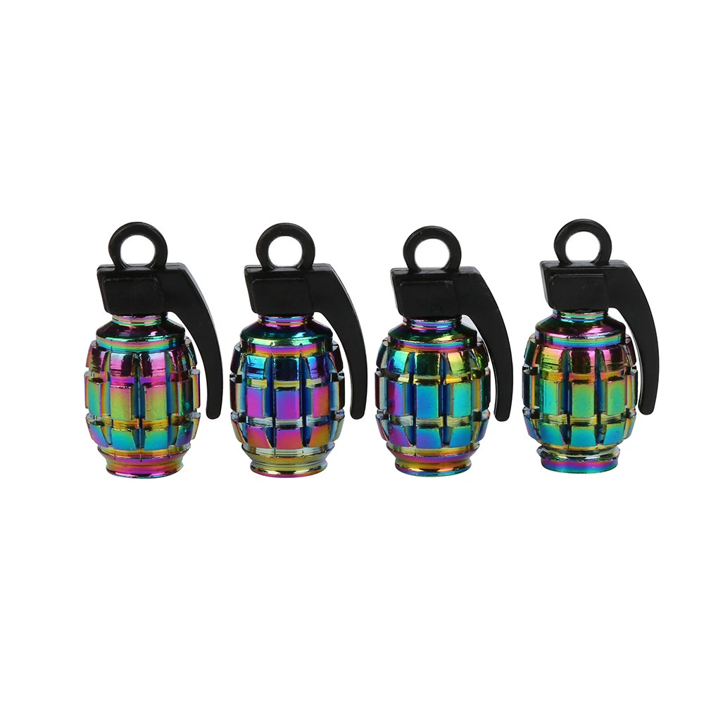 4PCS Grenade Air Port Cover Tire Rim Valve Wheel Stem Caps for Car Bike