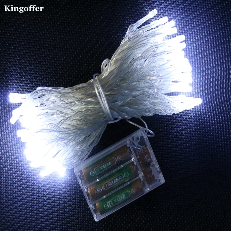 Kingoffer 10 м 80 светодиодный свет шнура 3 * AA Батарея работает Водонепроницаемый Фея светодиодный свет рождества для отдыха и вечеринок