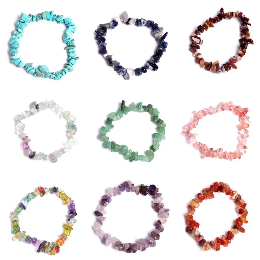 

New Fashion Bohemian Colorful Natural Stone Bracelet Pure Handmade Elastic Crystal Beaded Bangle Female Party Wedding Jewelry
