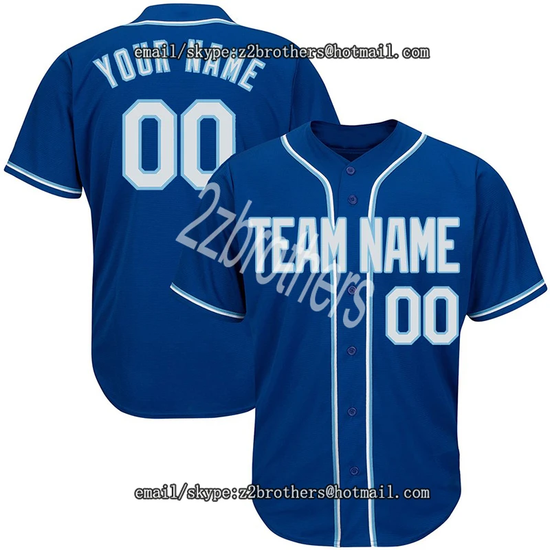 Custom Blue Full Button Baseball Jersey with Stitched Any High School