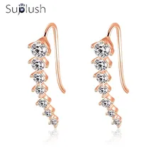 Suplush Мода AAA фианит кристалл белого и розового золота Цвет серьги-гвоздики сережки; ювелирные изделия для Для женщин Boucle D'oreille Свадебные CER0535