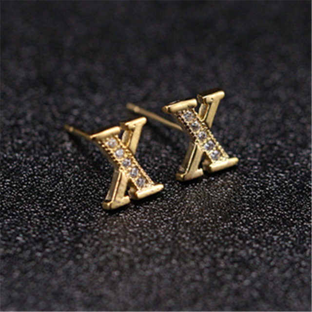 Letter Stud Earrings for Women Alphabet Gold Initial Earring Rhinestone Jewelry Small Earrings Letters Brinco Pendientes