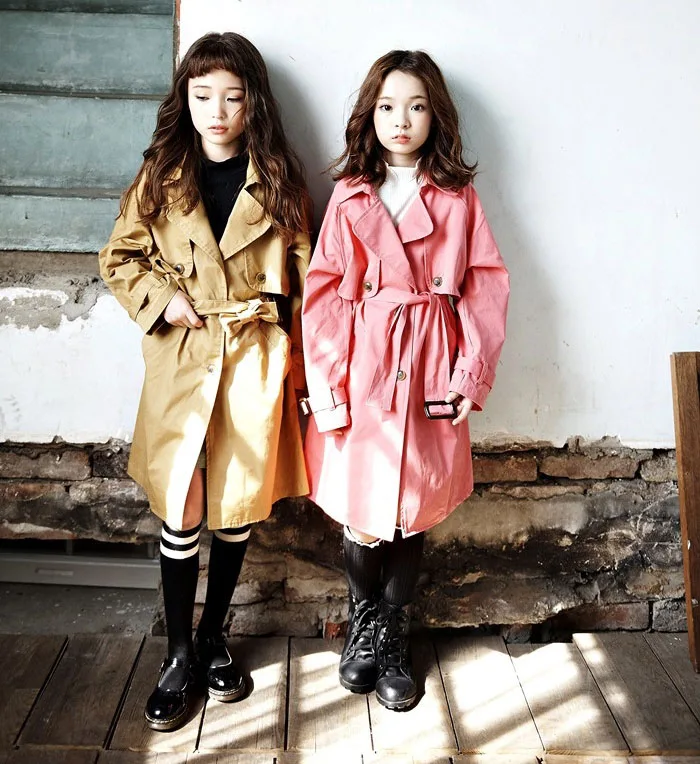 New Fashion 2018 Children Belt Trench Coats Teenage Girls Autumn Jackets Kids Solid Long Tops Outwear & Coats Girls Clothing (6)
