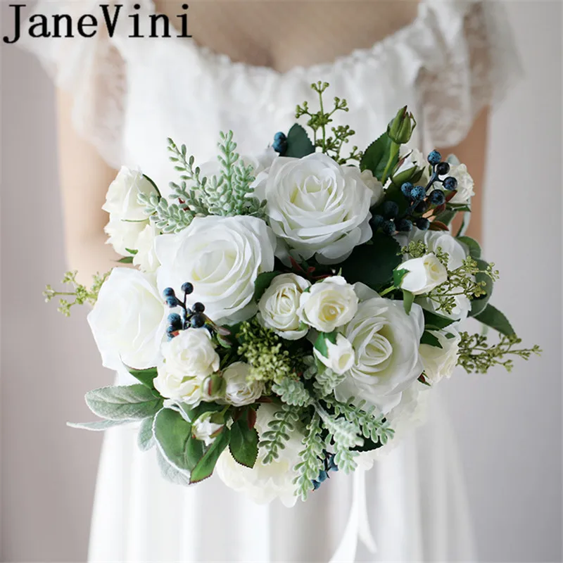 Janevini Gaya Barat Pengantin Bunga Vintage Putih Bridal Bouquet