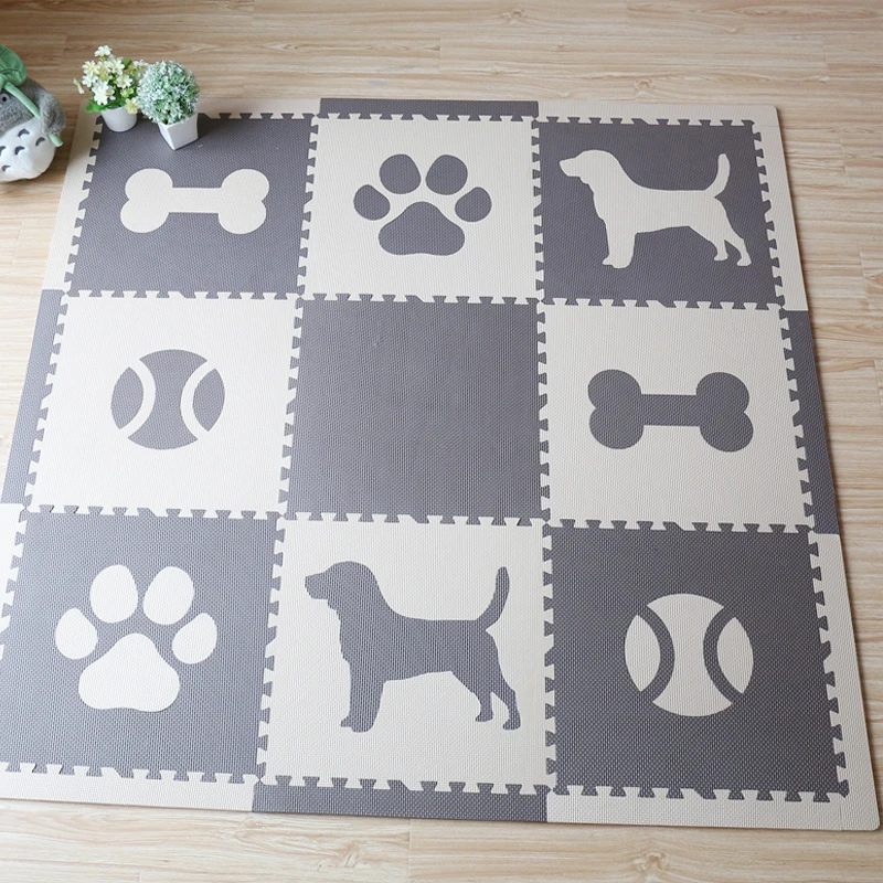 

JCC Baby EVA Foam Puzzle play mat,Educational Dog ,Ball and Bone Interlocked tiles, Floor Rug and carpet, Cover 144x144cm