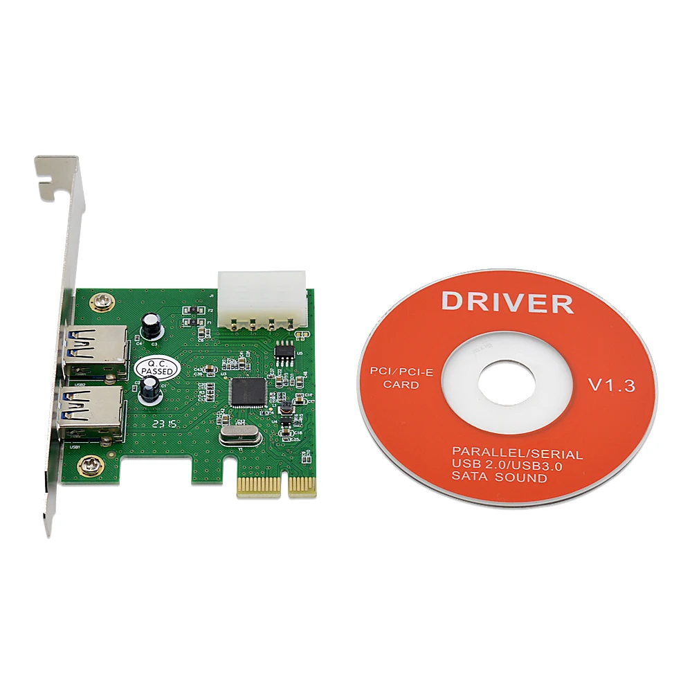 CHIPAL USB 3 0 карта расширения PCI E адаптер внешнего 2 Порты и разъёмы USB3.0 для 1X + PCIe 4pin