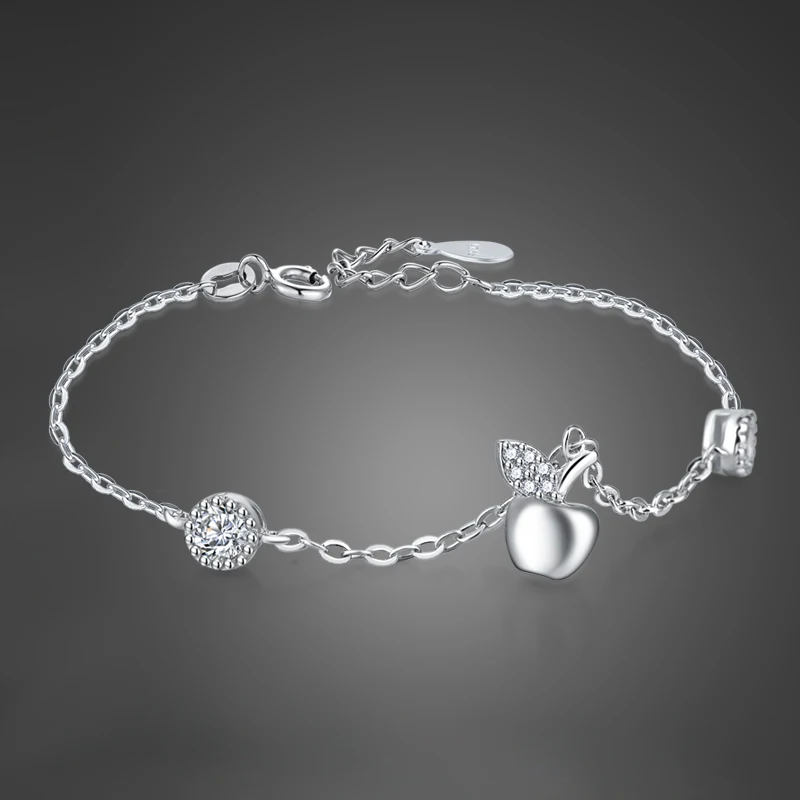 

Cute ladies 925 sterling silver bracelet zircon pendant bracelet girl charm jewelry chic silver bracelet birthday present bijoux