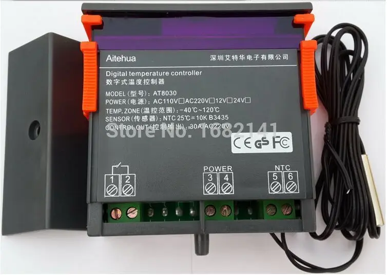 

AT8030 10A 16A 30A AC 220V 110V DC 12V 24V Accuracy Thermostat Regulator Incubator Temperature Controller -40 Deg C to 120 Deg C
