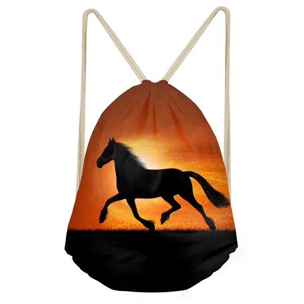 FORUDESIGNS/красочные животные лошадь принты мужские и Дамский рюкзак со стягивающим шнуром маленькие модные многофункциональные сумки для хранения женские Bolsa - Цвет: H5418Z3