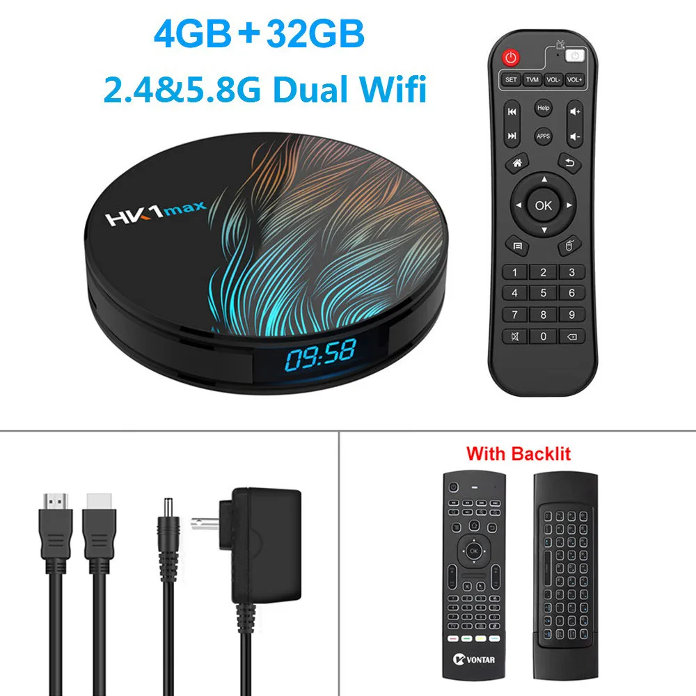 HK1 Max Android tv Box Android 9,0 RK3318 Smart tv Box 4 Гб ОЗУ 64 Гб/128 ГБ Youtube 4K H.265 BT4.0 Play store Netflix медиаплеер - Цвет: 4G32G add backli mx3