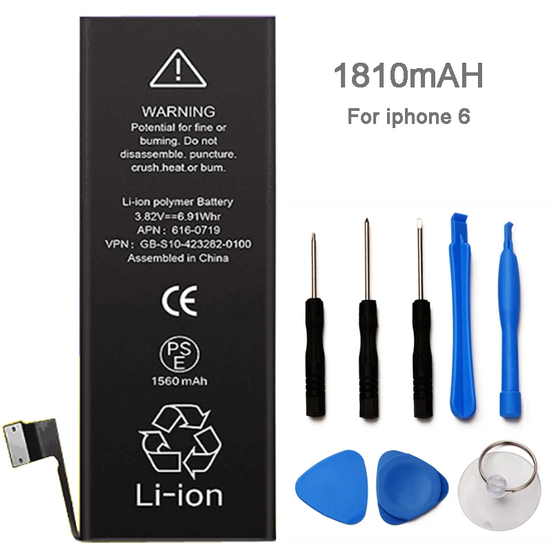 

High Quality 1810mAh Rechargeable Li-ion battery For iPhone 6 Mobile Phone Replacement Batteries+Free tools