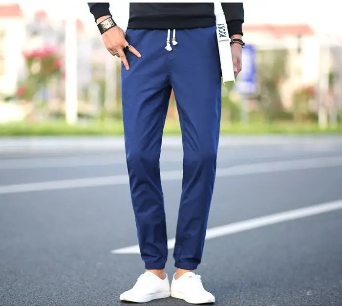 

2018 Plus Size Khaki Mens Khaki Pants Pants Men's Cuffed Joggers Pants Cotton Long Trousers European New Black