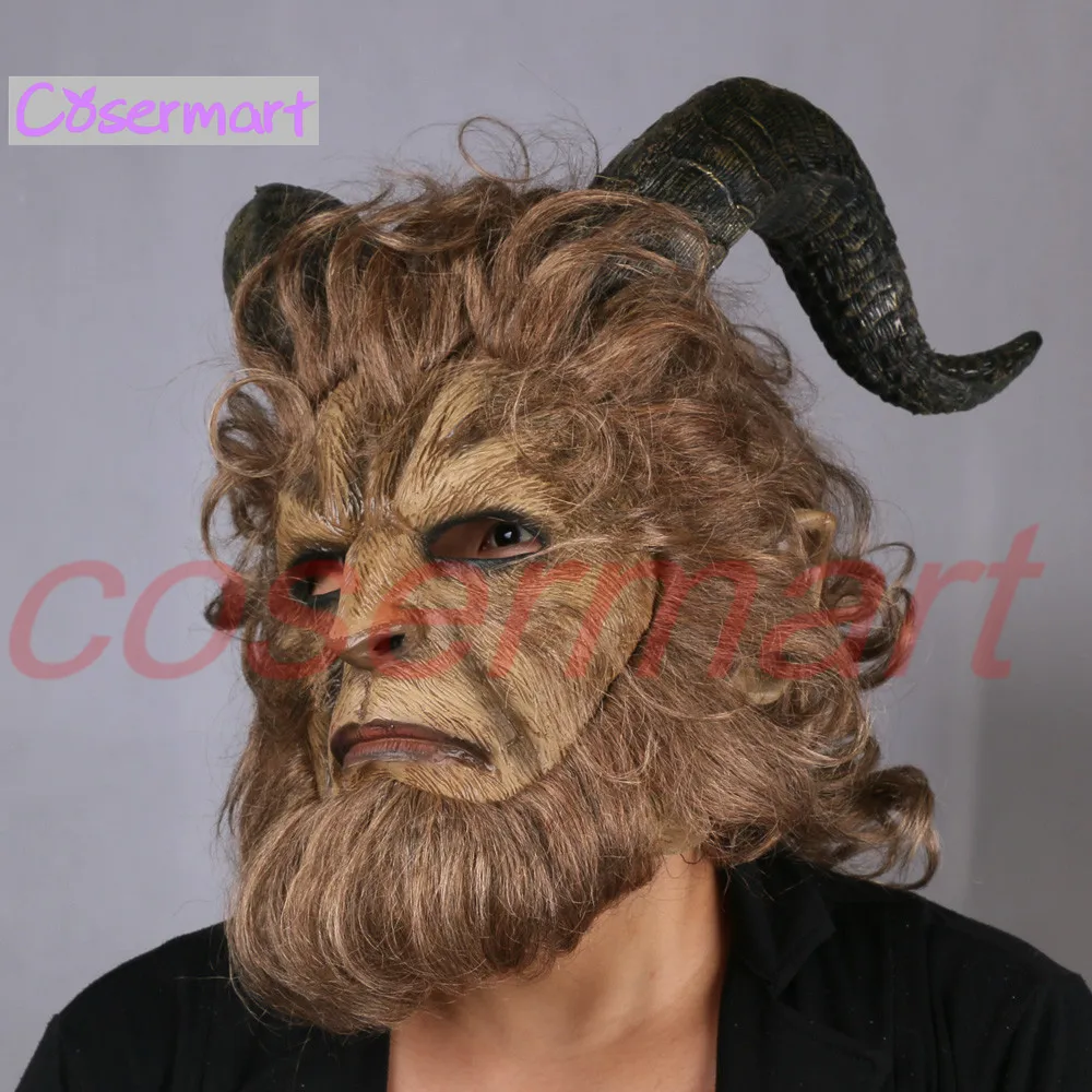 2017 Hot Movie Beauty and the Beast Adam Prince Mask Cosplay Horror Mask Latex Lion Helmet Halloween Party (10)
