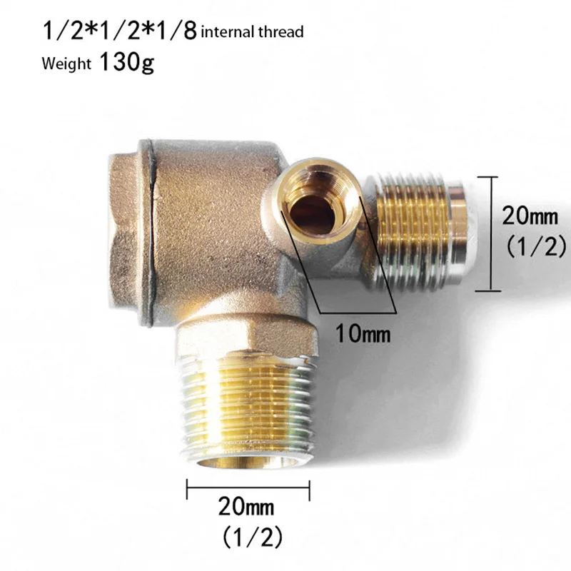 1 шт. 3 порта обратный клапан латунный внутренний/наружный обратный клапан/обратный клапан Соединитель Инструмент для воздушного компрессора высокая твердость