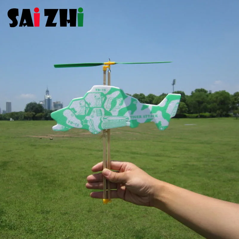

Saizhi Model Diy Elastic Powered Helicopter Developing Intelligent STEM Toy Science Experiment Kit Kids Lab Set Birthday Gift