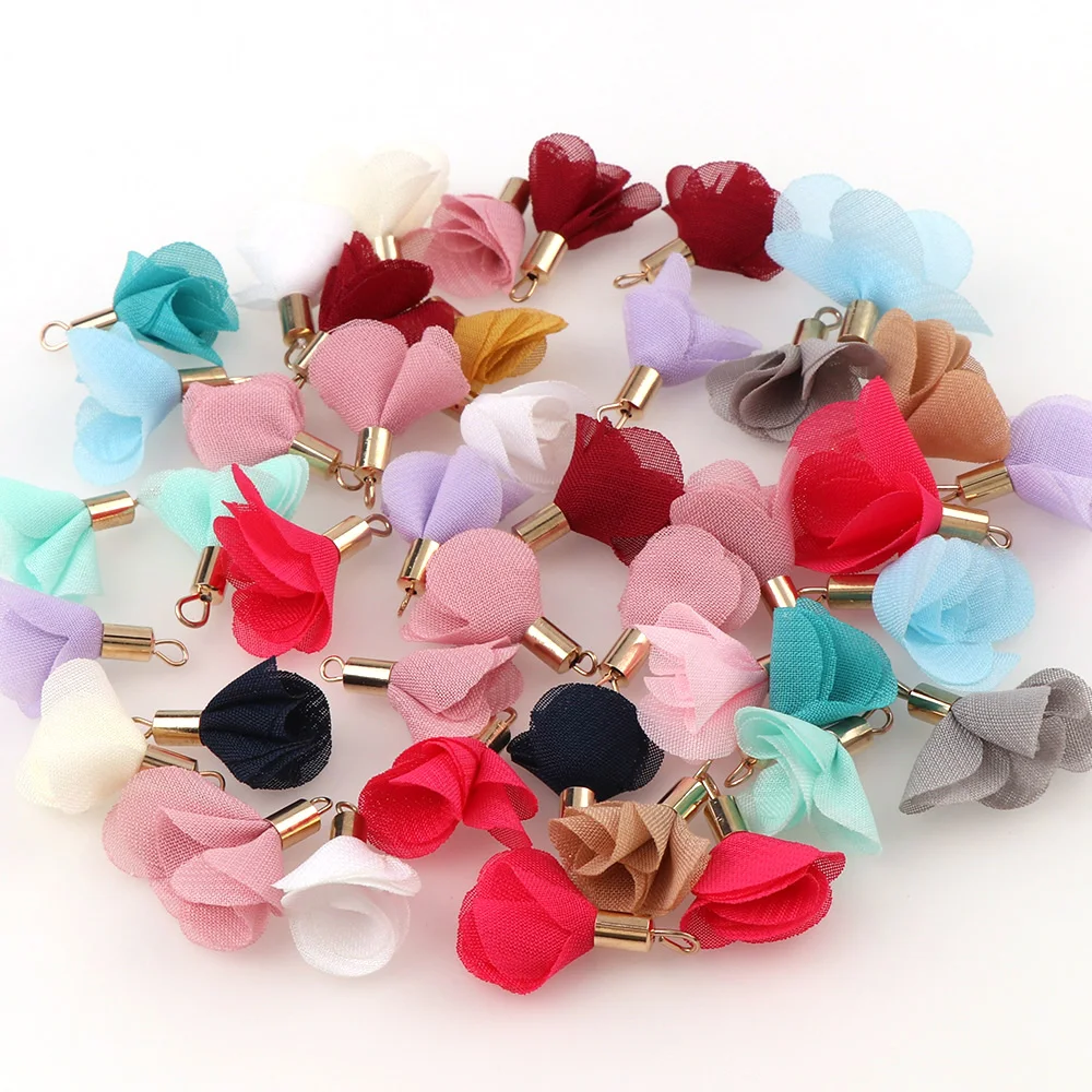 

100 Pieces Mix Color 4x25mmmm Gold Color Flower Shape Copper Top Tassel Charm Pendant For DIY Creative Jewelry Findings Making