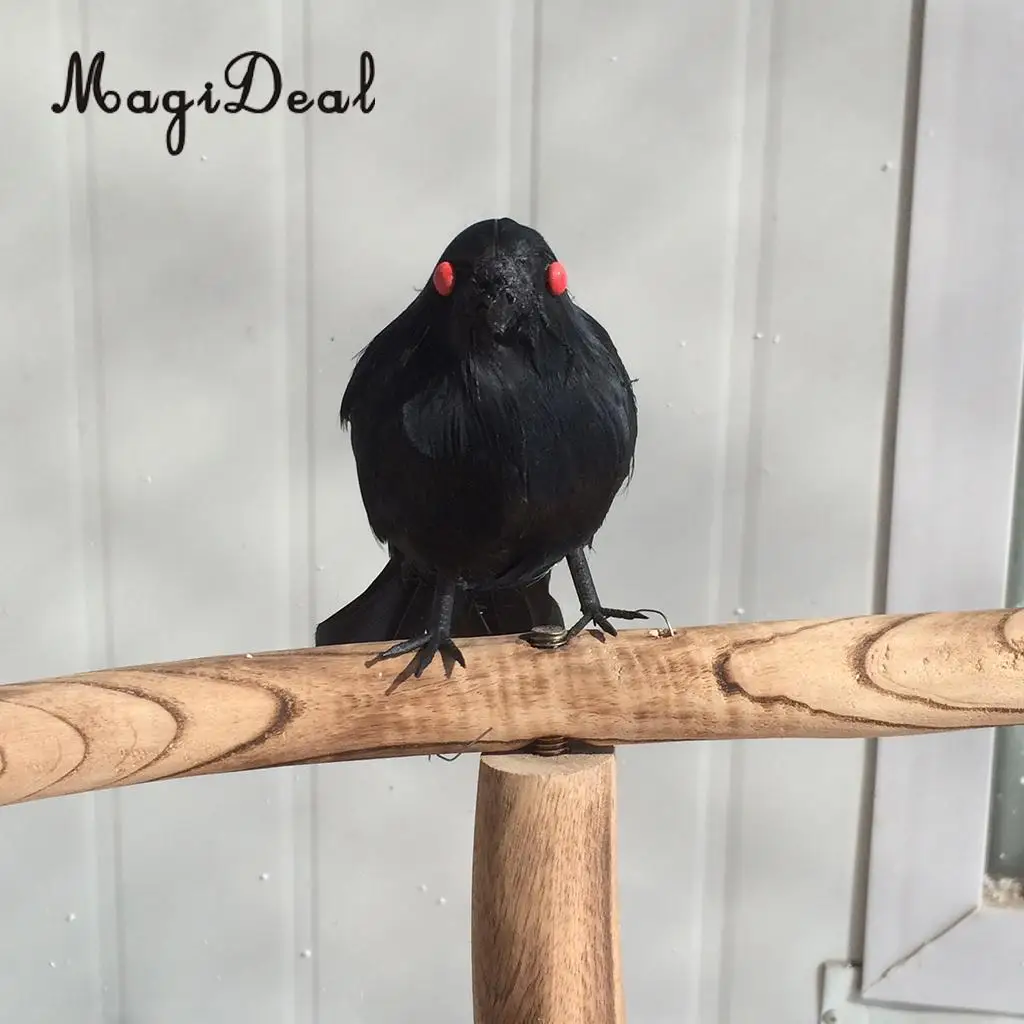 Lifelike Size Full Body Halloween Decoration Bird Fake Black Feathered Crows Ravens Indoor Outdoor Holiday Decor Ornament